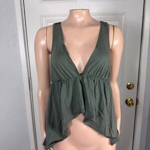 Vintage y2K Tank Top Shirt M One Step Up Floral Cotton Babydoll Boho Lace X3-5